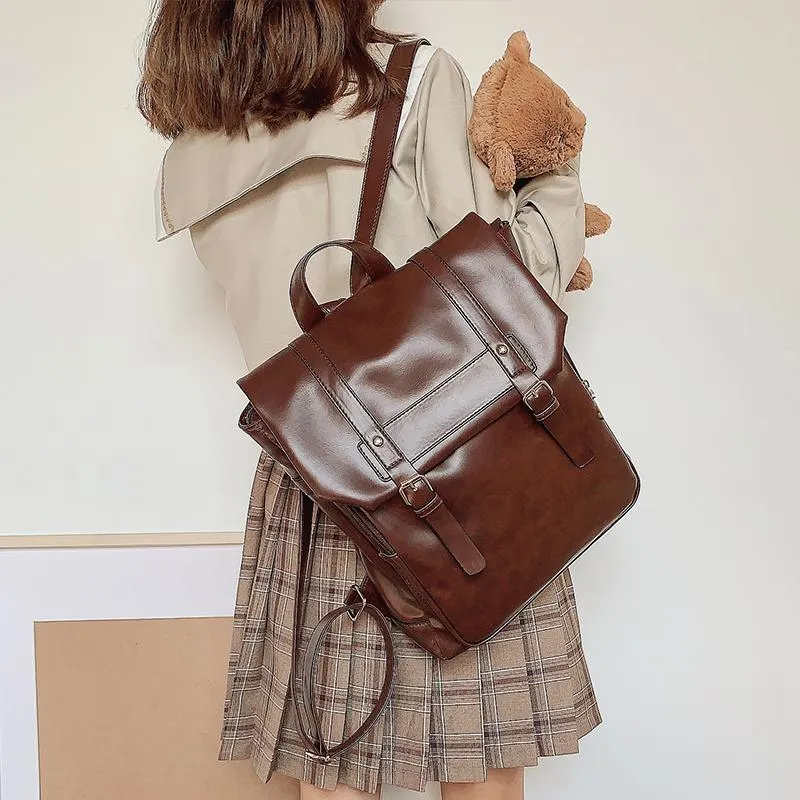 Japon jk okul çantası gündelik ulzzang büyük kapasiteli düz renk vintage çift sırt çantası kawaii harajuku ins kadın stil