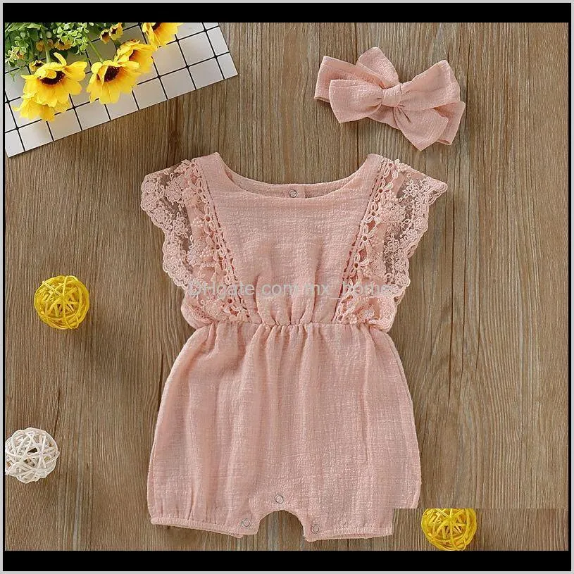 girls rompers baby jumpsuits with headbands baby girls clothes toddler romper jumpsuit with hairband one-piece cloth 0-24m wholesale