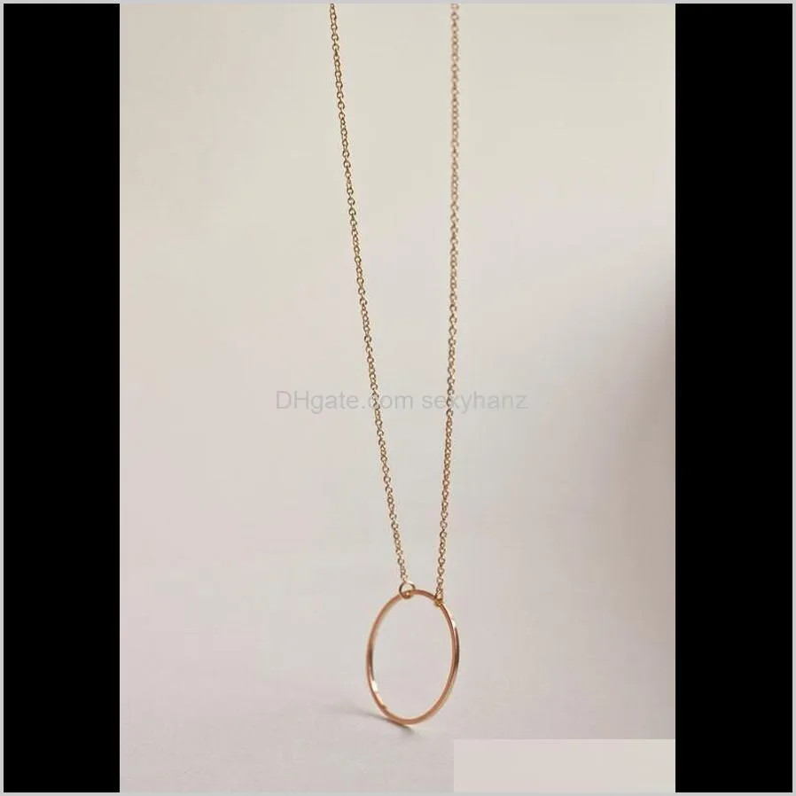 contracted fashion loop necklace simple clavicle twisted chain golden round charm pendant circle sautoir women gifts necklaces party