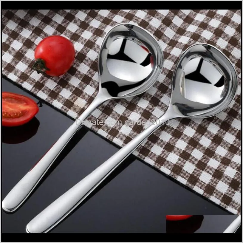1 Pc Stainless Steel Round Soup Long Handle Honey Teaspoon Stirring Spoon Serving Spoons Tableware Kitchen Utensil Kyzkb Agqd4
