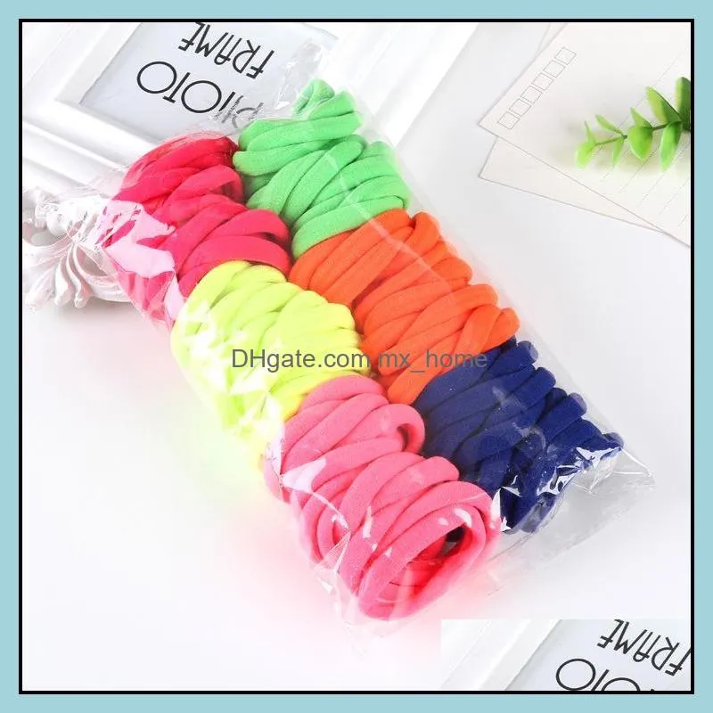 Hair Accessories 50Pcs/Bag Children Cute Candy Cartoon Solid Elastic Bands Girls Lovely Srunchies Rubber Kid