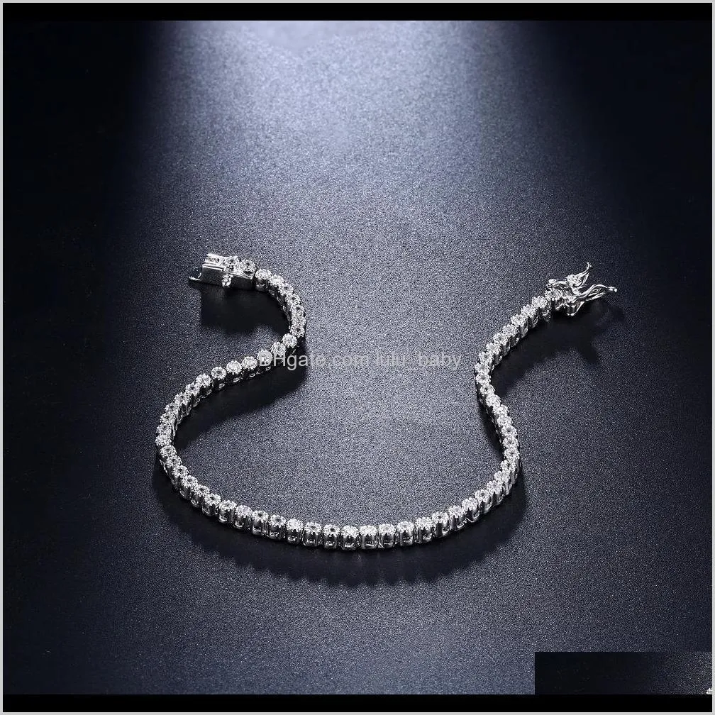 elegant pure 925 silver 17-17.5 cm tennis bracelets jewelry 2mm round crystal jewellery luxury eternal sterling silver bracelet