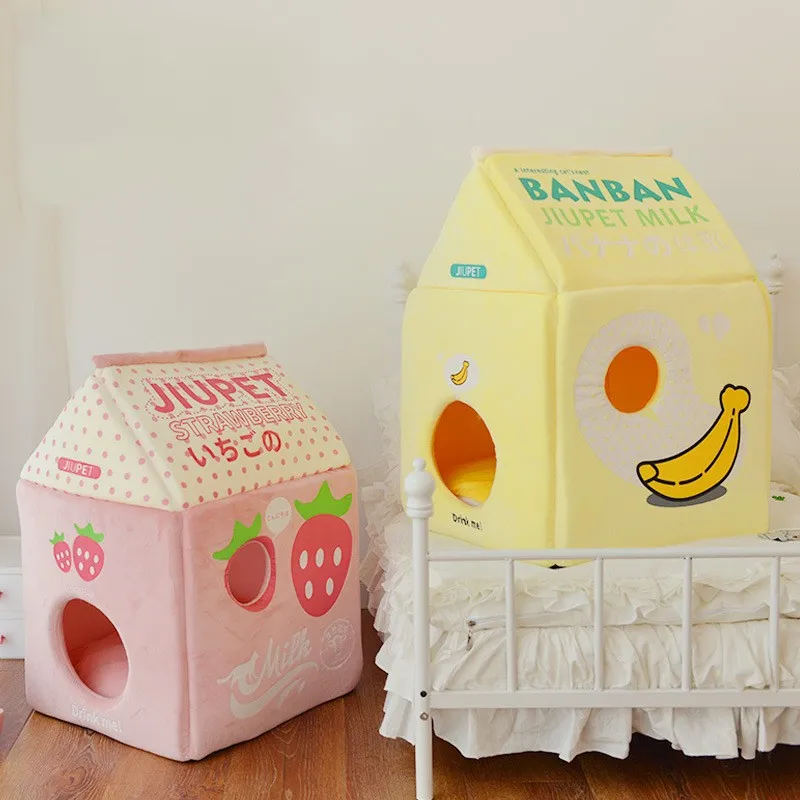 Aardbei Milk Banana Milk Cat Bed Cat House LJ201225 723 B3