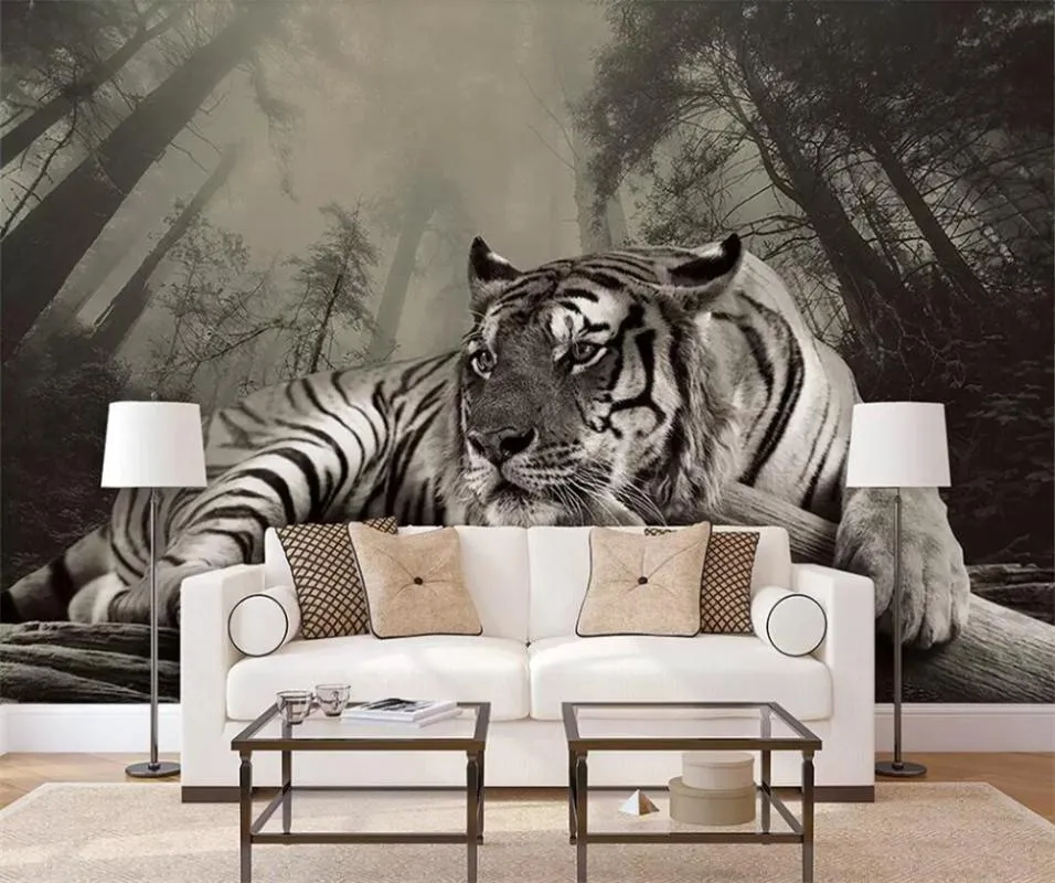 Papel de parede 3d para sala de estar hd, murais do tigre dourado, plano de  fundo da tv de decoração da casa, papel de parede 3 d