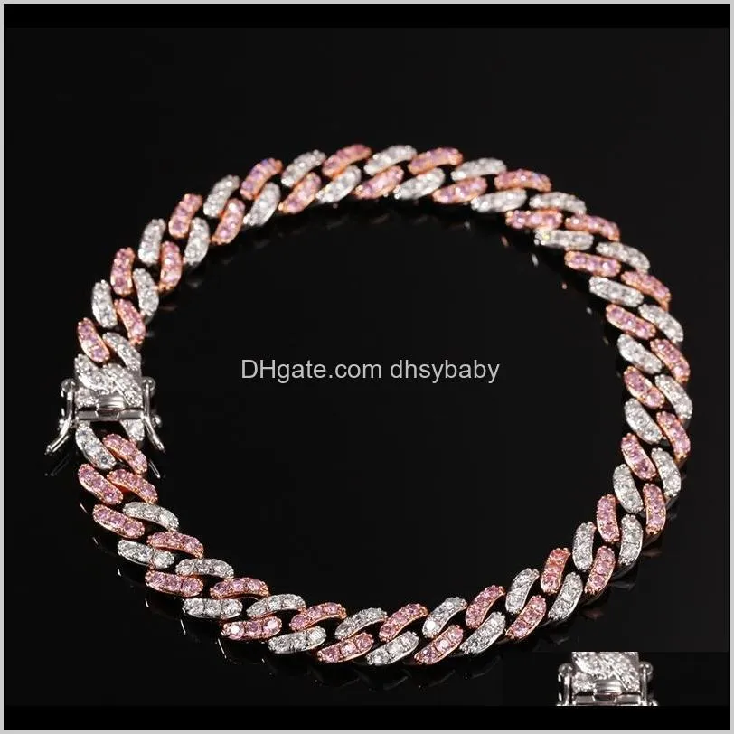 fashion womens anklets bracelet iced out cuban link chain anklets bracelets gold silver pink diamond hip hop anklet jewelry