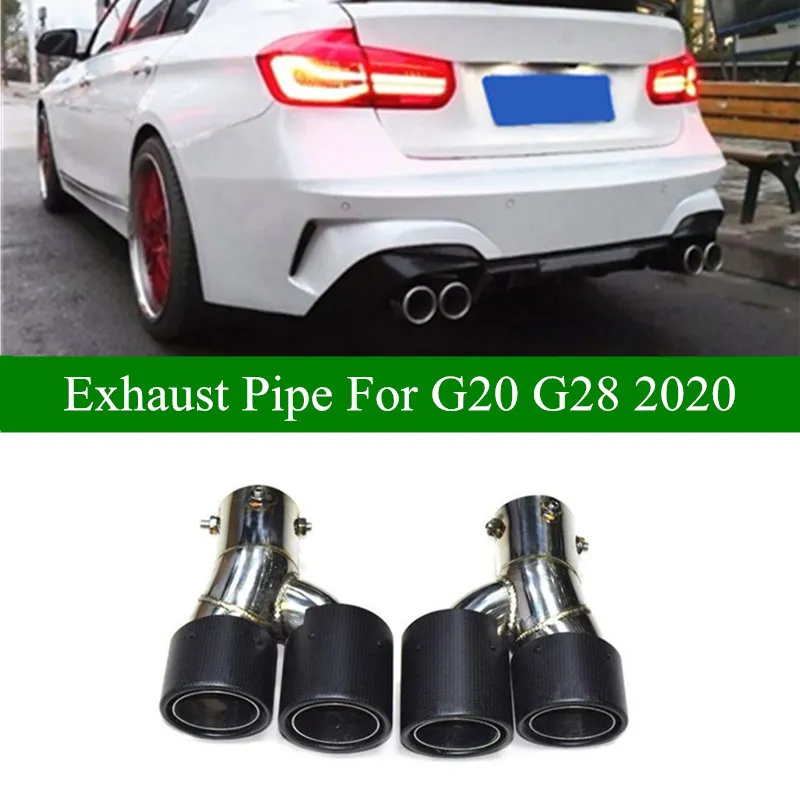 2 قطع 3- أنماط G20 الفولاذ المقاوم للصدأ سيارة الذيل الخلفي أنابيب لسيارات BMW 3 سلسلة G28 تحديث 325LI 330LI H شكل نصائح العادم