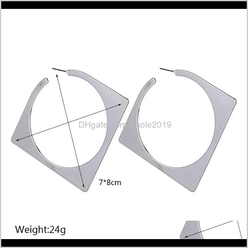 fashion rhombus gold color statement earrings 2020 big exaggeration earrings for women hanging modern female jewelry c6se#