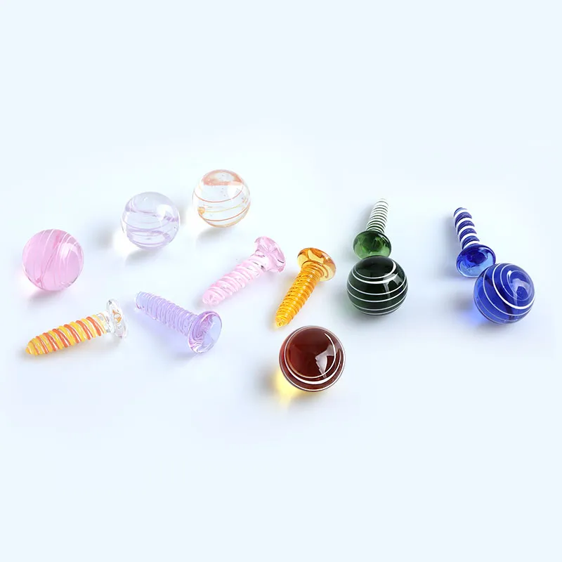 Smoking Dichro Glass Terp Screw Set Colored Solid Marbles For Slurpers Quartz Banger Nails Water Bongs Dab Oil Rigs