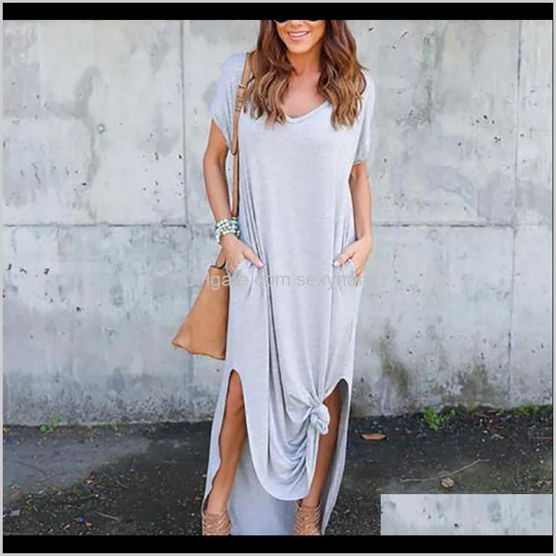 plus size 5xl sexy women dress summer 2020 solid casual short sleeve maxi dress for women long shipping lady dresses