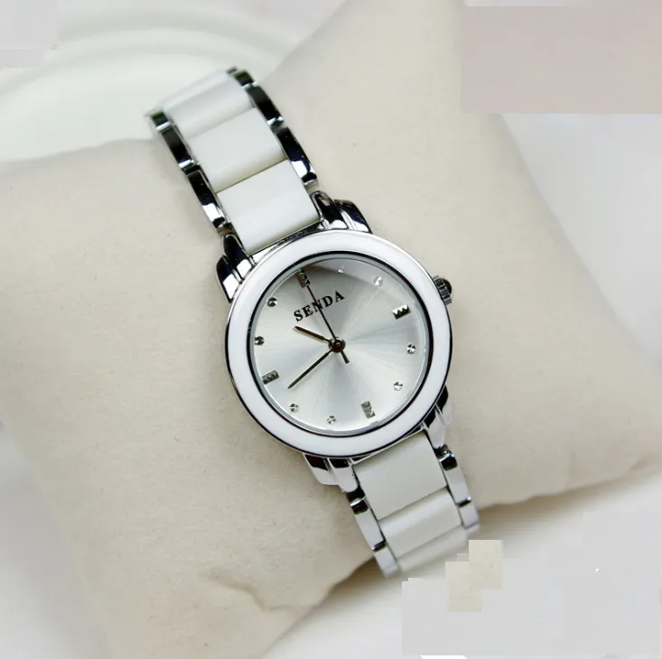 Senda marka Mother Pearl Shell Tarde Trendy Quartz Women Watch Delikatni studenci zegarki biżuterii Kurek Diamond Panie