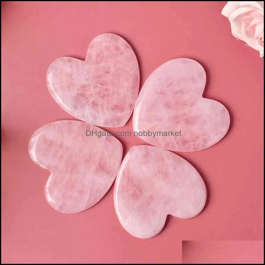 Size Natural Big Rose Quartz Flated Heart-shaped Guasha Scraper with Box for Back Neck Face Head Health Care Relaxation Massager UIVE