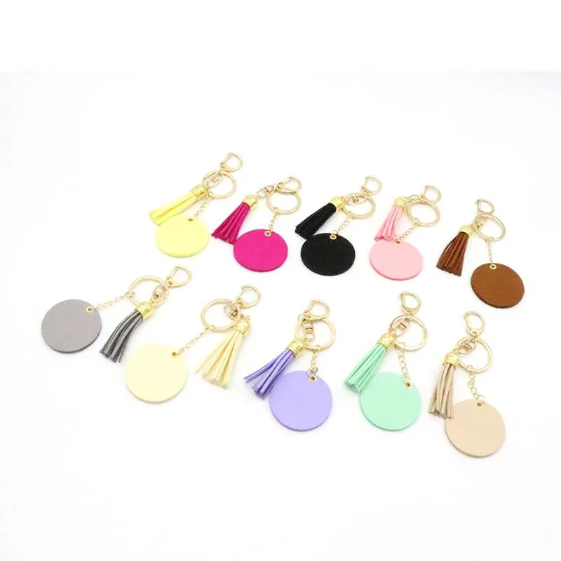 Fashion Tassel Keychains Solid Color Metal Keyring Luggage Decoration keychain Pendant DIY Gift Key Chain 