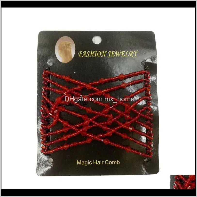 new fashion crystal beaded vintage magic hair comb elastic double clips children girl hair accessories retro headwear