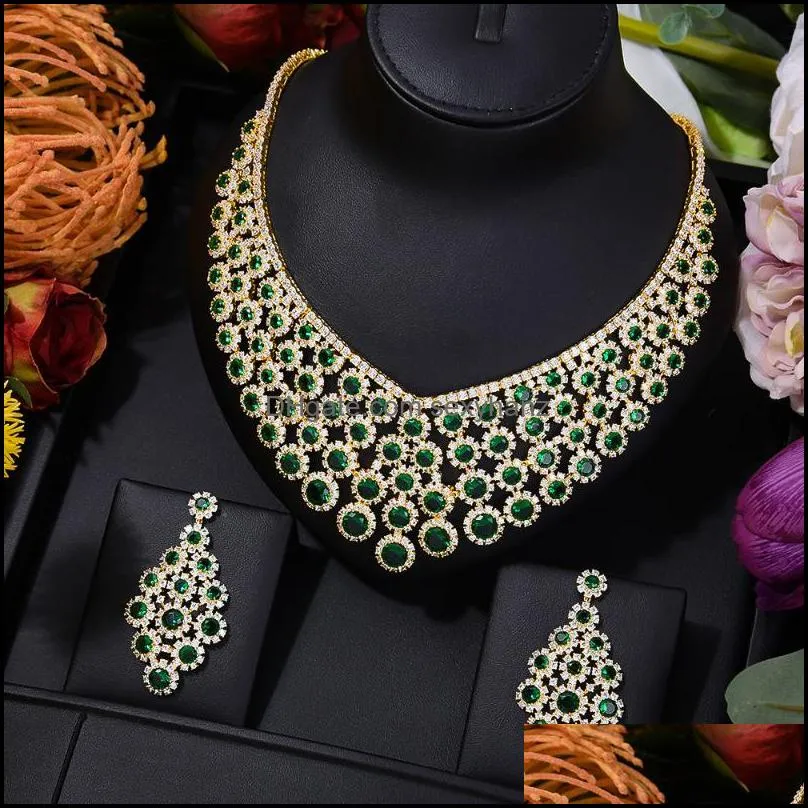 Earrings & Necklace GODKI Luxury Jewelry Set Full Cubic Zircon Crystal CZ Dubai Bridal Wedding Sets DRESS ACCESSARIE