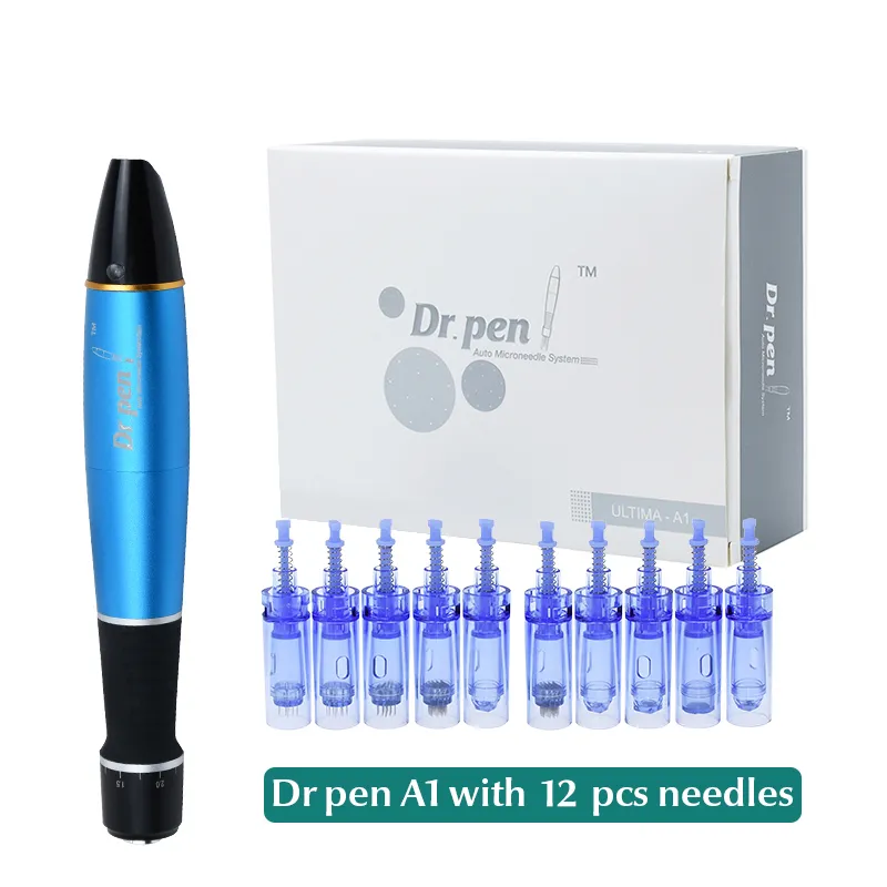 Dr.Pen A1-W Microneedling Stylo Derma sans fil avec 12 cartouches d'aiguilles Système de micro-aiguille automatique Soins de la peau