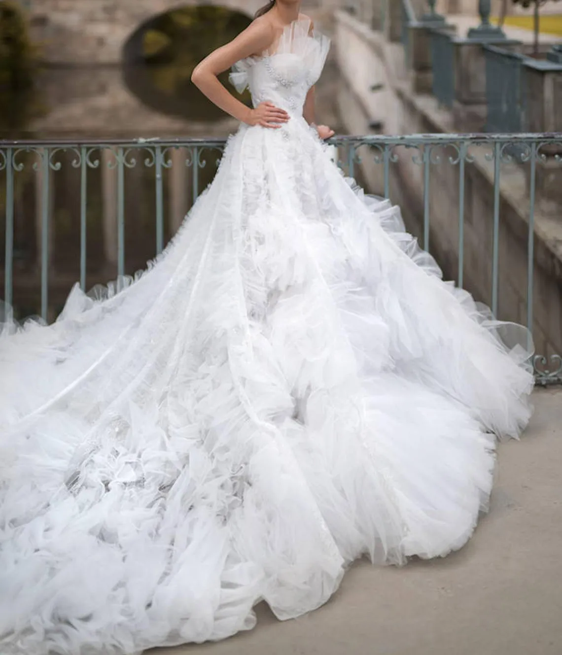 Elegant 2021 A-Line Modern filipiniana wedding dress with Ruffled Wave Details, Starpless Design, Backless Style, and Puffy Sleeves - Perfect for