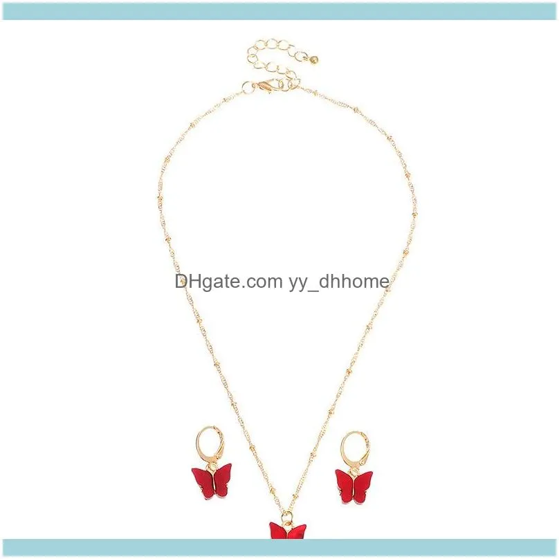 Earrings & Necklace Jinleansu 1pair Butterfly Charm Drop 1pc Butterflies Jewelry Sets For Women Wedding Gift