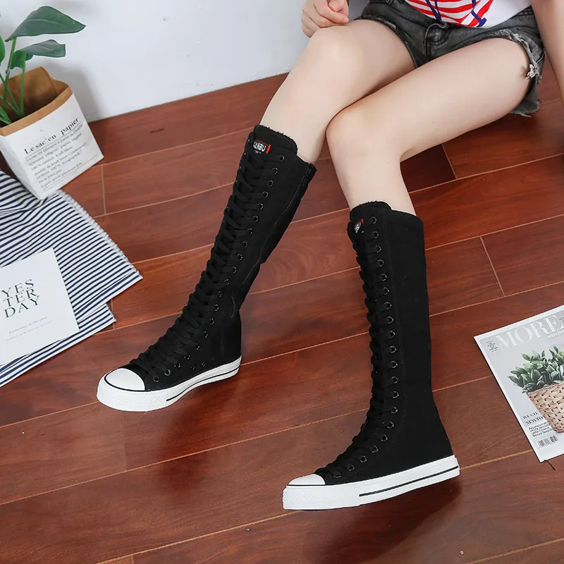 Knee high canvas boots sales