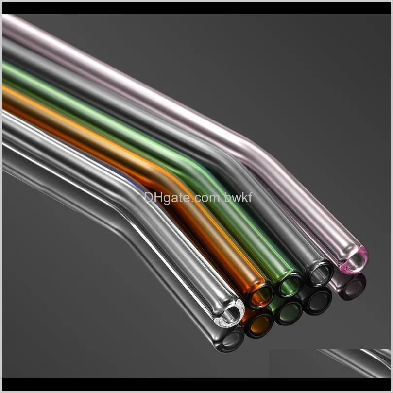 new glass straw 9pcs special fine curved environmental glass health baby drinking straws pipette drinking straws eco -friendly