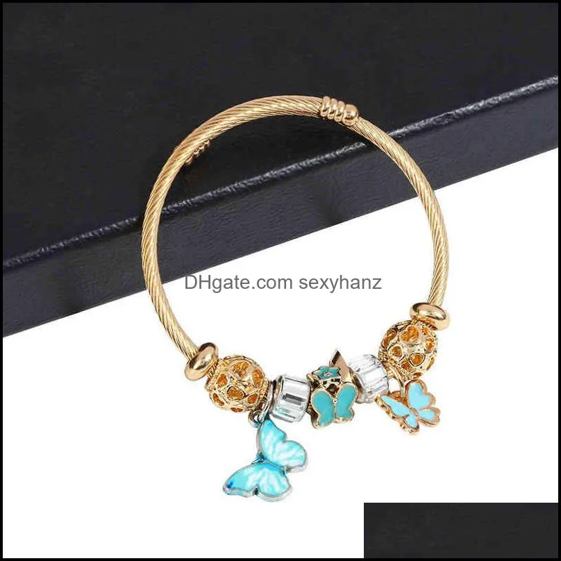 Bracelets bracelet version east gate alloy net Beaded Butterfly Pendant creative small  and fashionable