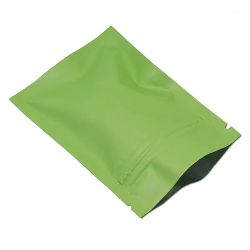 Geschenkwikkeling 200 % Mat Green Mylar Foly Packing Bag Hersluitbaar Zipper Aluminium Retails Candy Tea Nuts verpakkingszakken