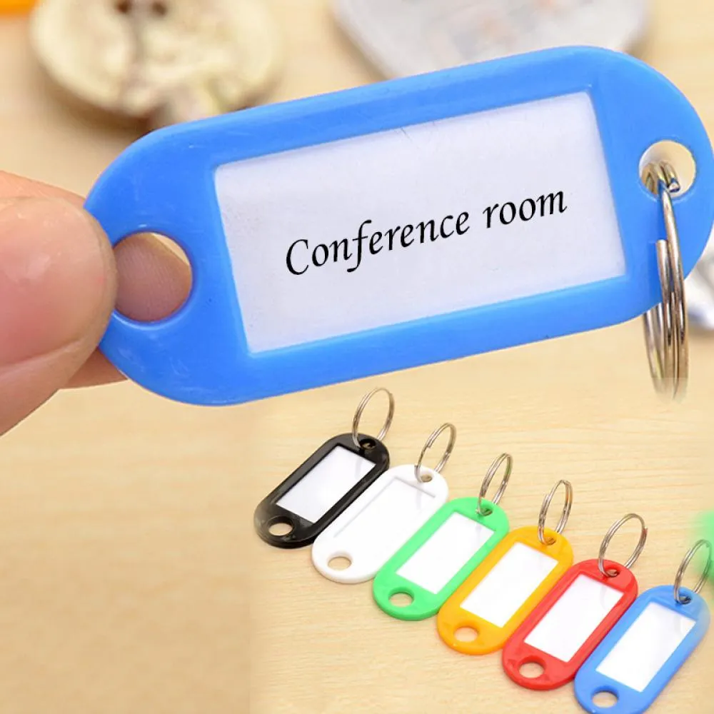 30 pièces porte-clés en plastique porte-clés étiquette d'identification de bagage étiquettes de cartes de nom avec anneau fendu pour porte-clés de bagages