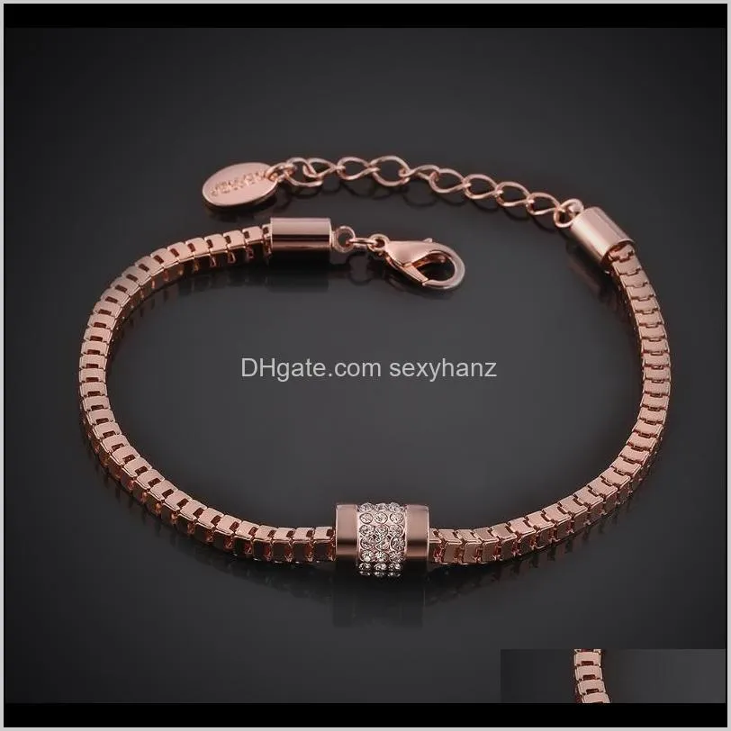 rose golden color geometry bracelet sweet romance girl`s bracelet girlfriend valentine`s day gift simple jewelry accessories