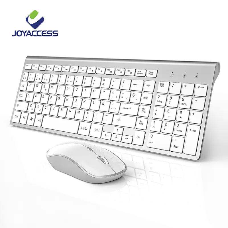 2.4 ГГц Беспроводной и установленный Эргономичный ПК Мышь Slim Keyboard Испанская макет с ноутбуком «ñ» Windows Mac