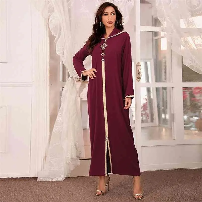 Vestido de Mujer Abaya Dubai Turkeyイスラム教徒のファッションドレス服アフリカのロングドレス女性ローモノエルDjellaba Femme 210915