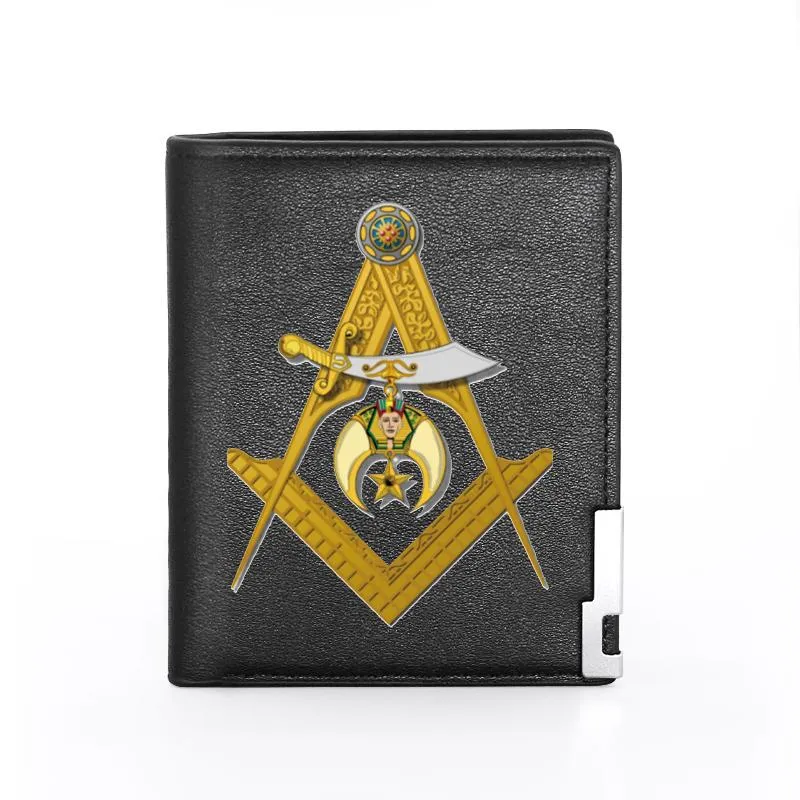 Carteras Free and Accepted Masons Shriner Wallet Hombres Mujeres Titular de cuero Monedero corto Bolsa de dinero Alta calidad