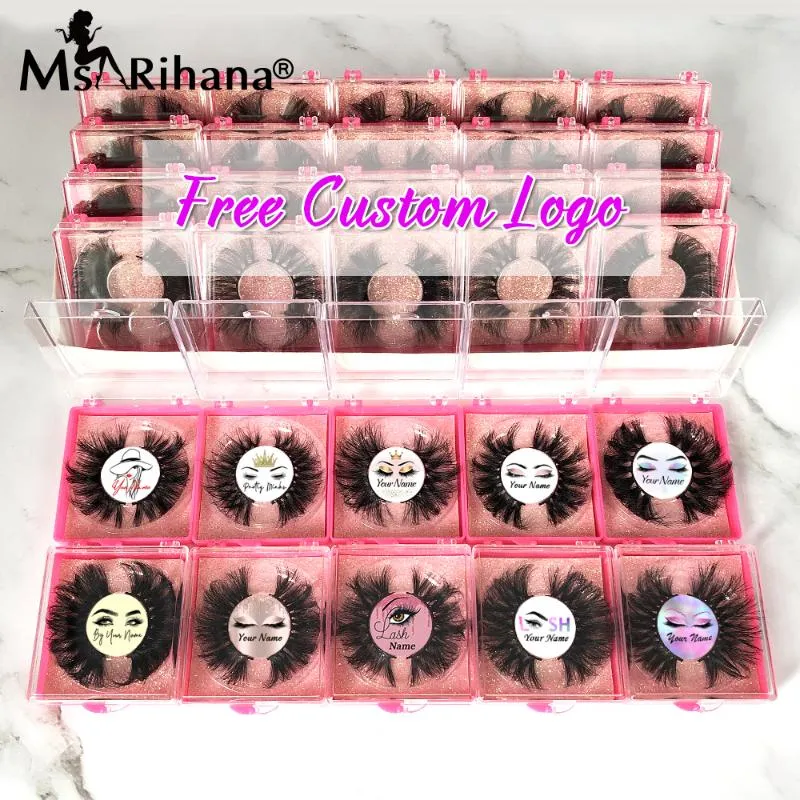 False Eyelashes Free Custom Logo 8D Mink Bulk Items Wholesale Lots Dramatic Fluffy 25MM Lashes Boxes Vendor Cruelty Makeup