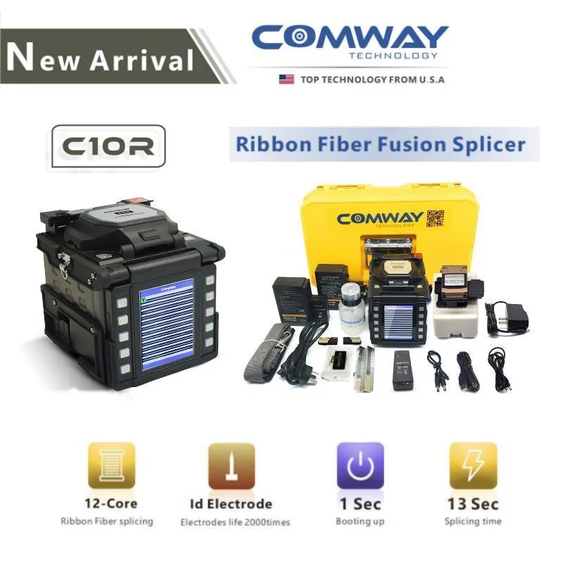 Fiber Optik Ekipman Orijinal ABD Comway C10R Şerit Füzyon Splicer Ftth 12 Çekirdek Ekleme Makinesi Akıllı Ark Kontrolü