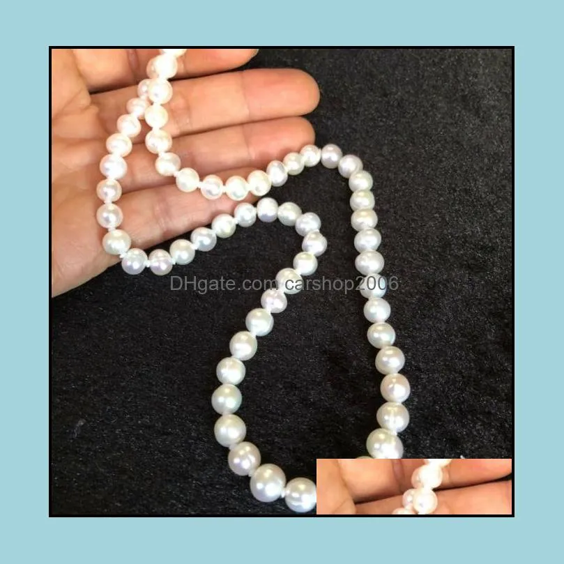 7-8mm Baroque White Natural Pearl Beaded Necklace 22inch Bridal Jewelry Choker Gift