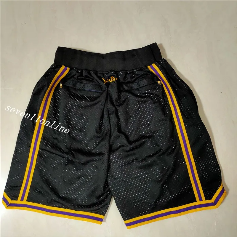 Mens Basketball Shorts Angeles Team Training Shorts, Black Mamba
