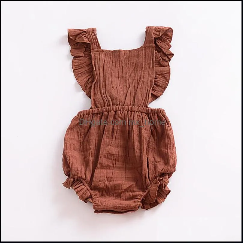 kids Rompers girls Solid colors romper infant ruffle sleeve Jumpsuits summer fashion Boutique baby Climbing clothes Z0319