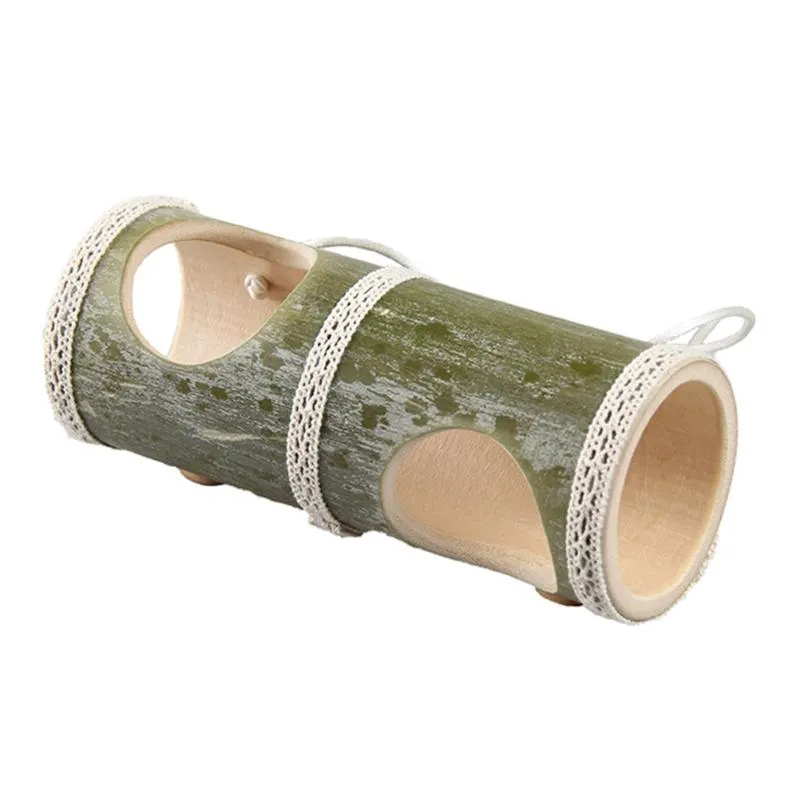 Small Animal Fournitures 1PC Bamboo Hamster Tunnel Tunnel Pet Cave Hut pour (Couleur aléatoire)