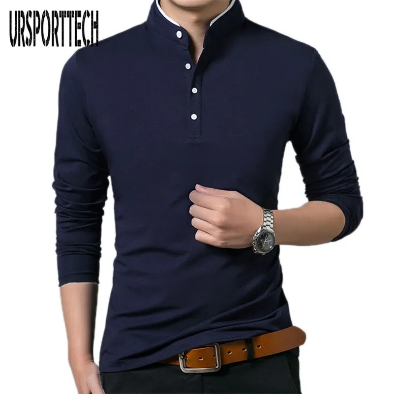 Camisa Polo de alta calidad para hombre, camisas Polo sólidas de manga larga para hombre, Camisa Polo Masculina de algodón informal de talla grande S-3XL, Tops 210707