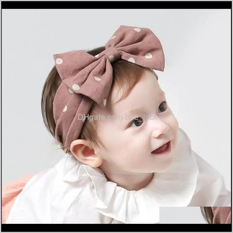 Newborn Headband Cotton Hair Bow Dot Headband Kids Stretch Hair Bands Headwraps Bow Boutique Cute Headwear Accessories