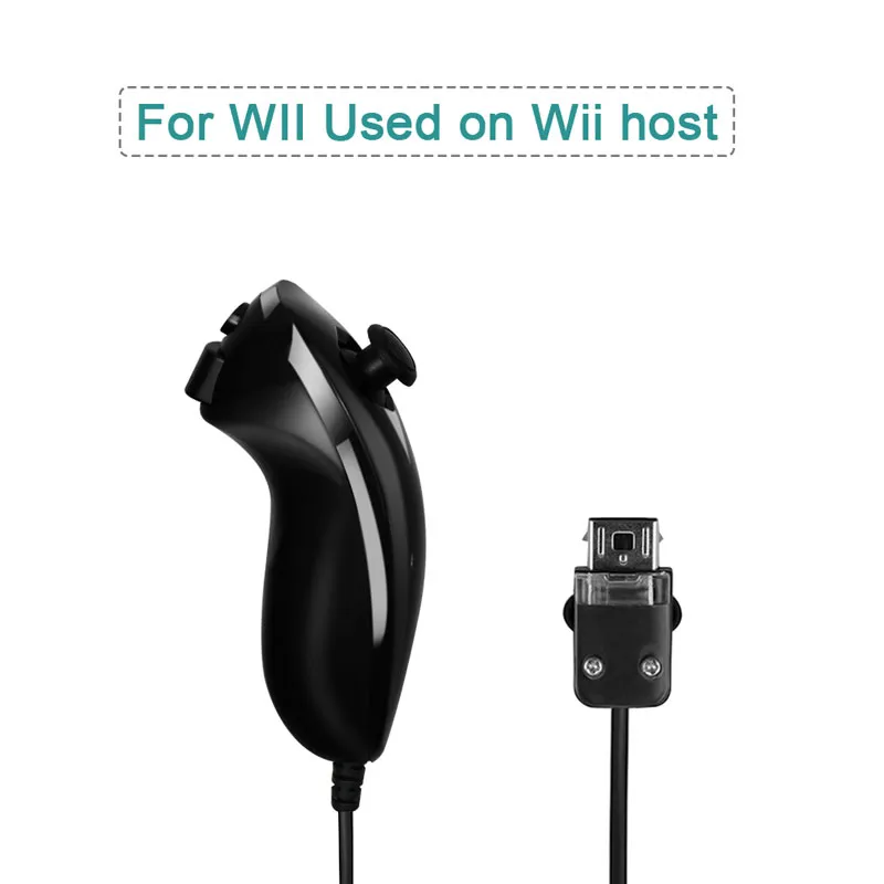 وحدة تحكم ألعاب Nintend Wii 5 ألوان Nunchuck منحنية يدويًا مقبض تحكم لعبة Nunchuk لألعاب Nintendo Wii Gamepad