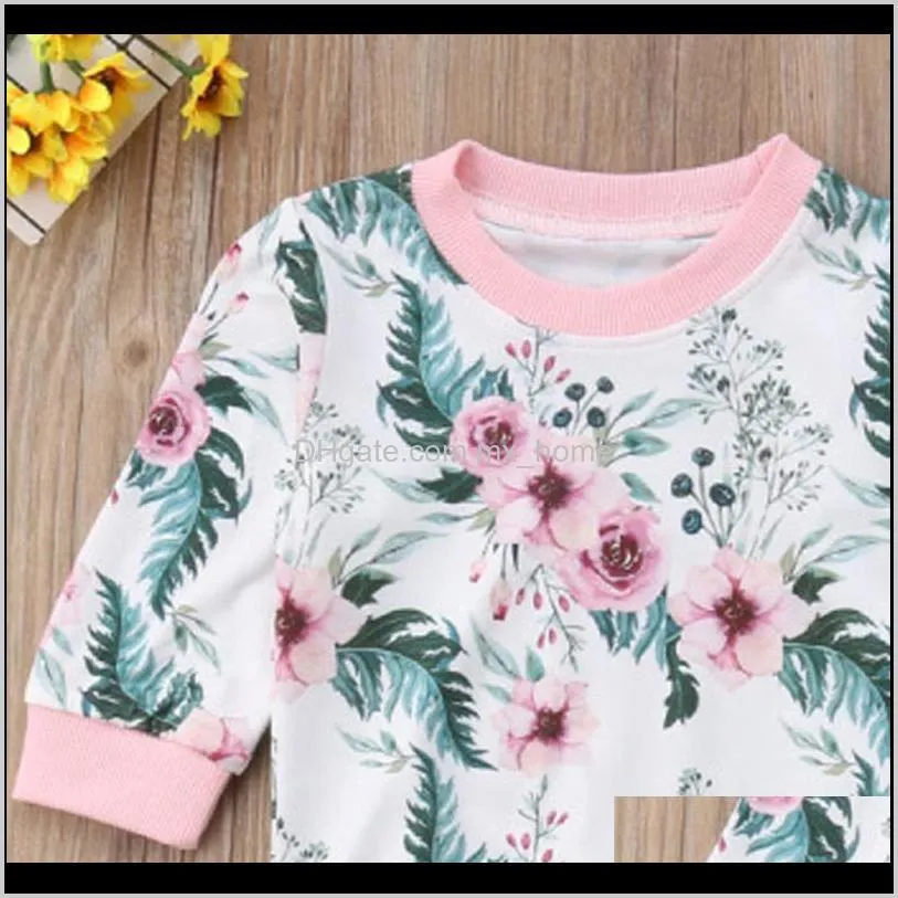 girls floral clothing sets long sleeve top clothes girls floral printed pants playsuit 0-3t