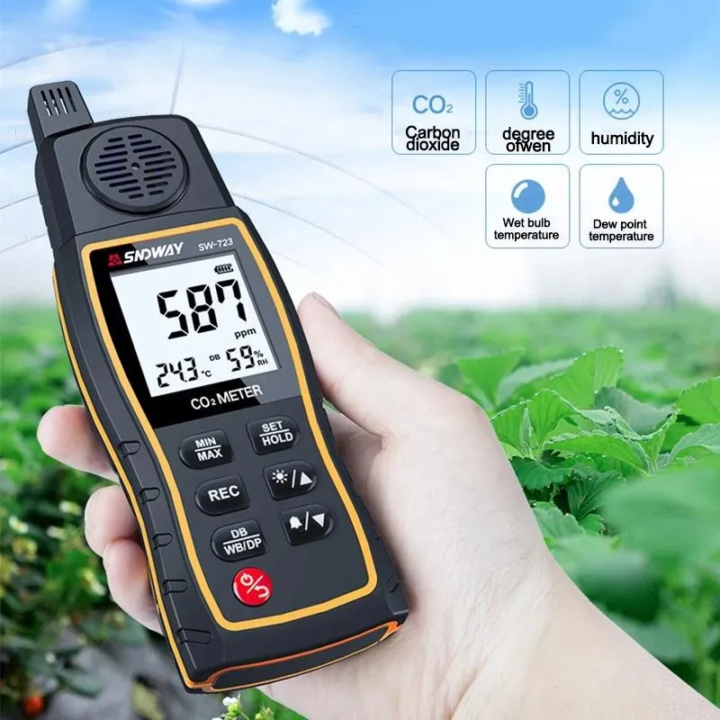 Gas Analyzers SW723 Handheld Carbon Dioxide Meter Multifunctional CO2 Leak Detector Analyzer High-precision Monitor