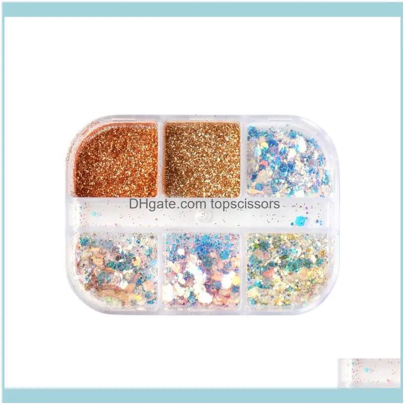 Nail Glitter 6-compartment Boxed Art Sequins Irregular Decoration / Glitter-fairy Pupil,3d Charms Supplies
