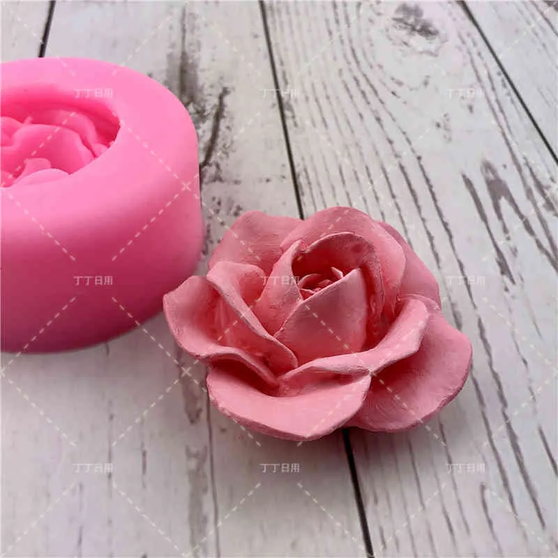 3D Flower Rose Silicone Fondant Cake Mold Soap Jelly Mousse Chocolate Decoration Baking Tool Moulds Reusable material Y0223
