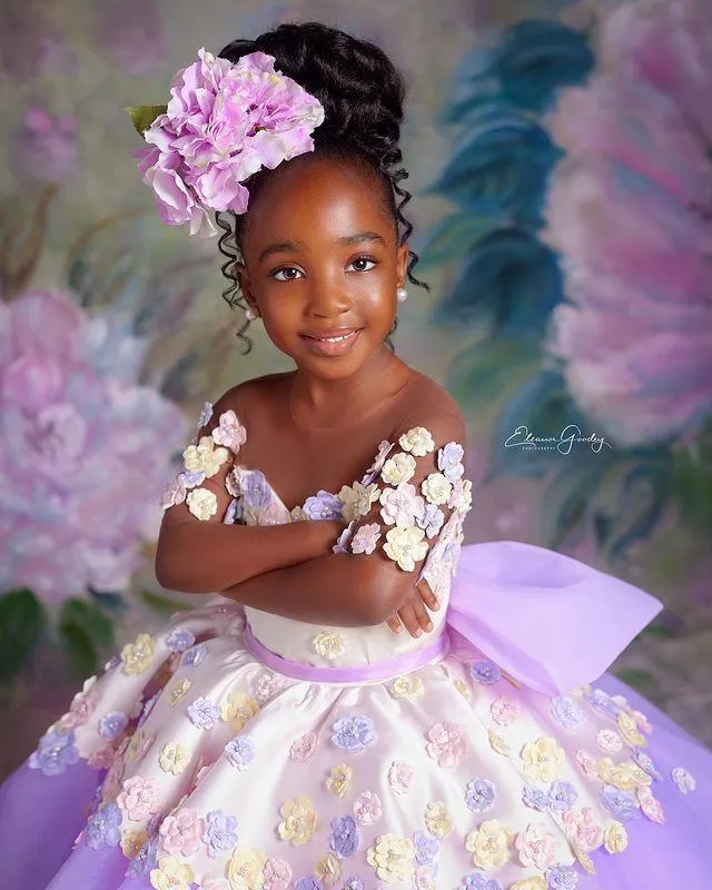 Plus Size Lilac Sheer Neck Lavender Gown For Debut For Kids