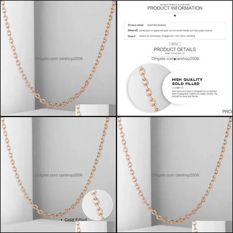 2mm Thin Women Girl 585 Rose Gold Color Rolo Cable Link Chain Necklace Elegant Jewelry 20-24inch CN14 Chains