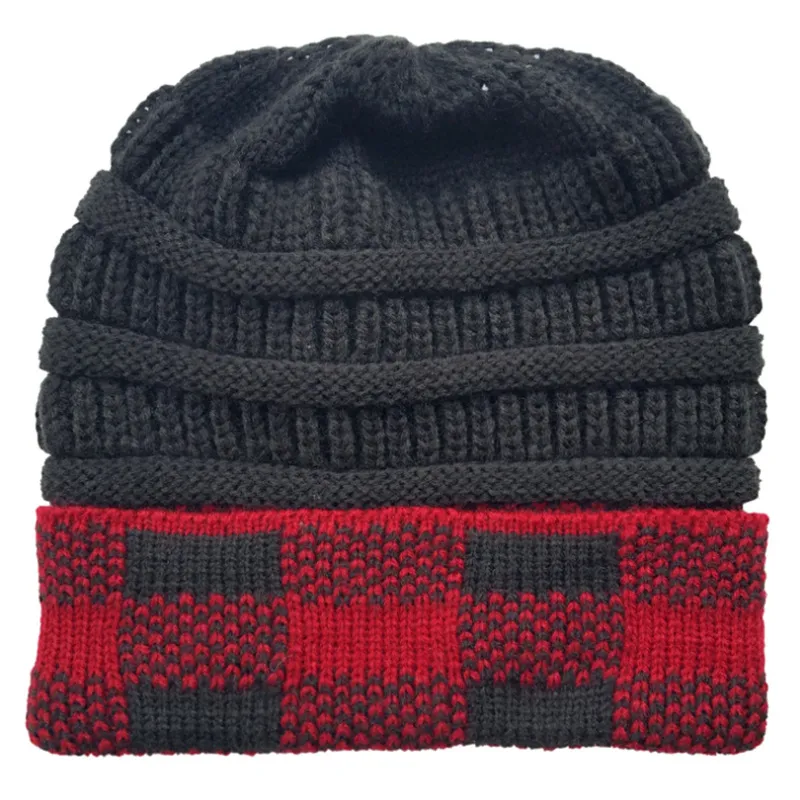 Neue Herbst Winter Woolen Hut Kreative Frau Quadratischen Gitter Gitter Gekräuselten Rand Warme Gestrickte Hüte Jacquard Mode Party Hut Caps VTKY2079