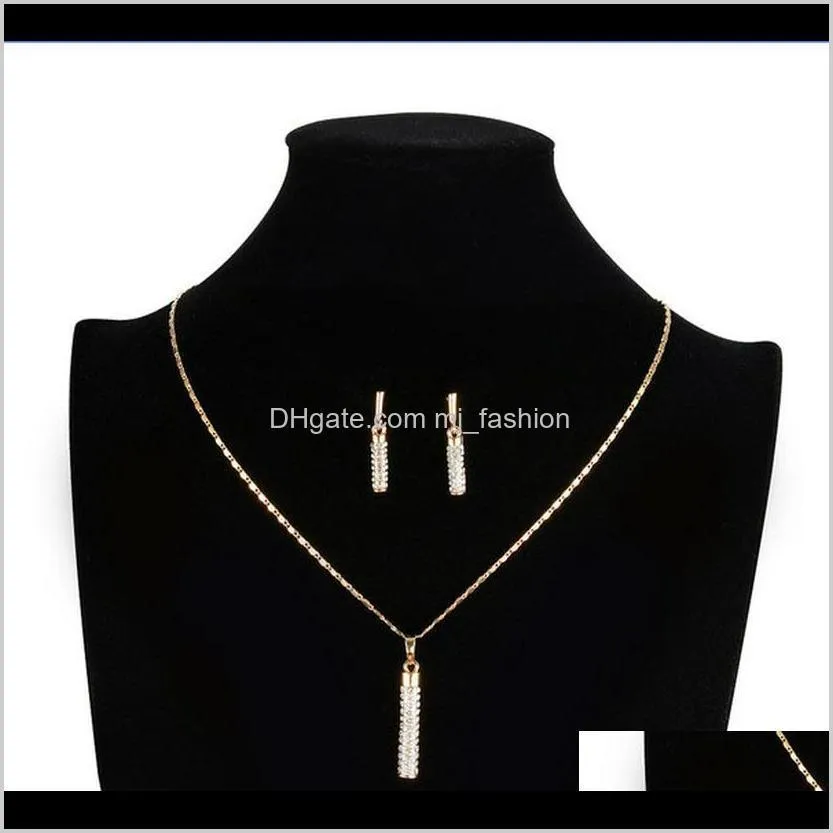 earrings fashionable and creative cylindrical rod with diamond necklace drop earrings and pendant necklace sets shipping