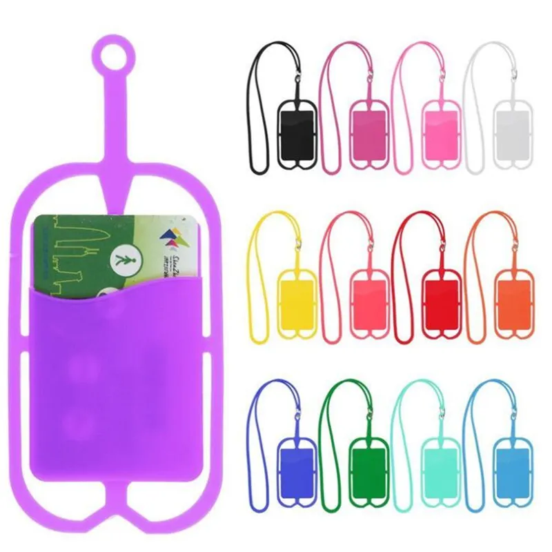 Neck Strap Necklace Sling Card Holder Silicone Lanyards for iphone Samsung Huawei Universal Mobile Phone