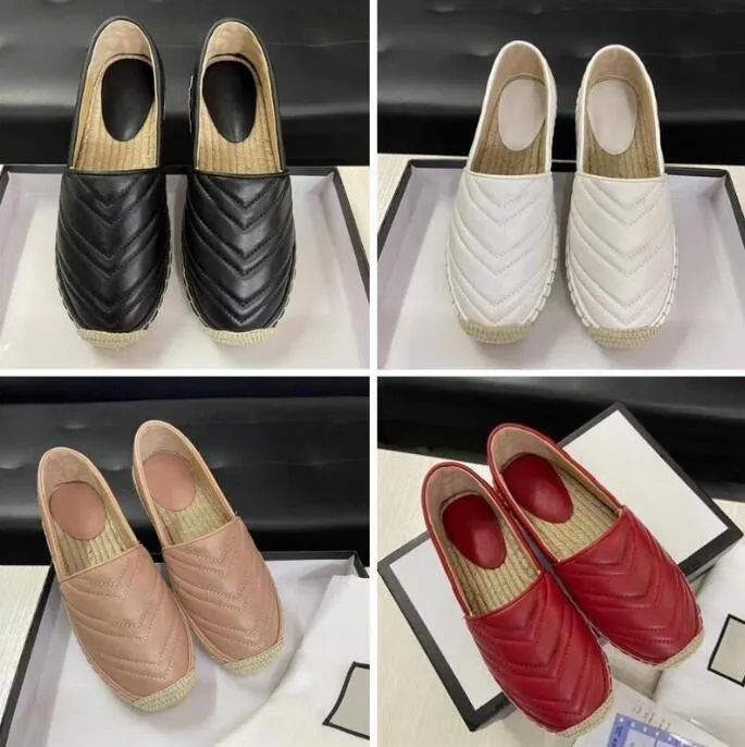 Projektant Platforma Espadrillee Damskie buty Double Hardware Oryginalna skóra Slip-on Espadrille Sandal Soft Bottom Casual Shoes 35-41