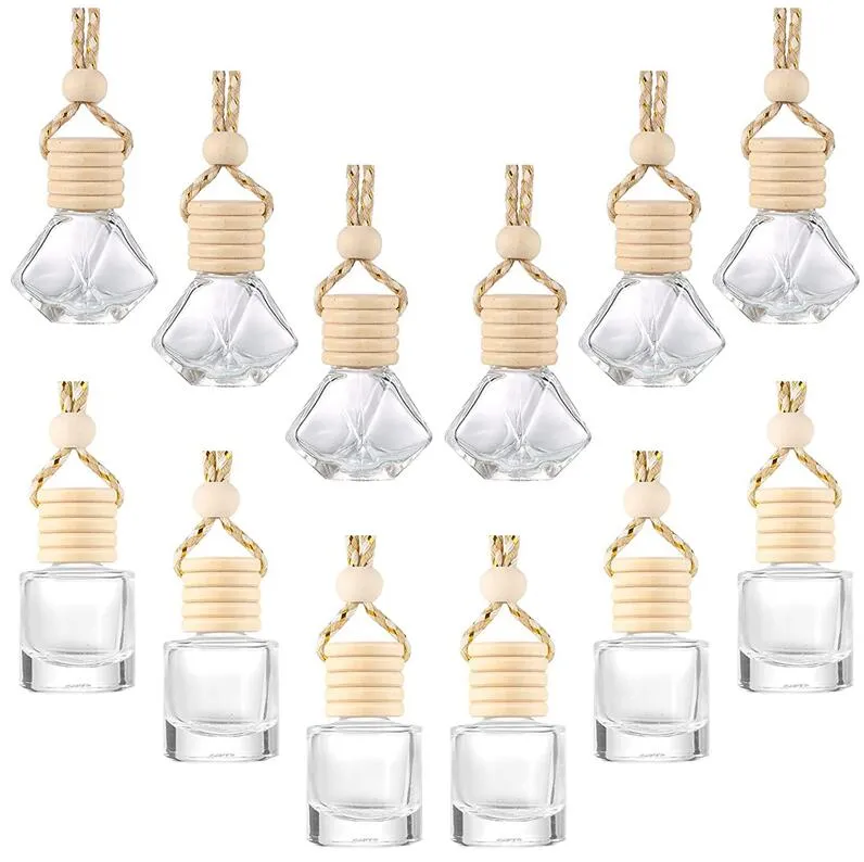 Bouteille de parfum de voiture, diffuseur de désodorisant suspendu, pendentif d'huile essentielle, bouteilles en verre vides, emballage